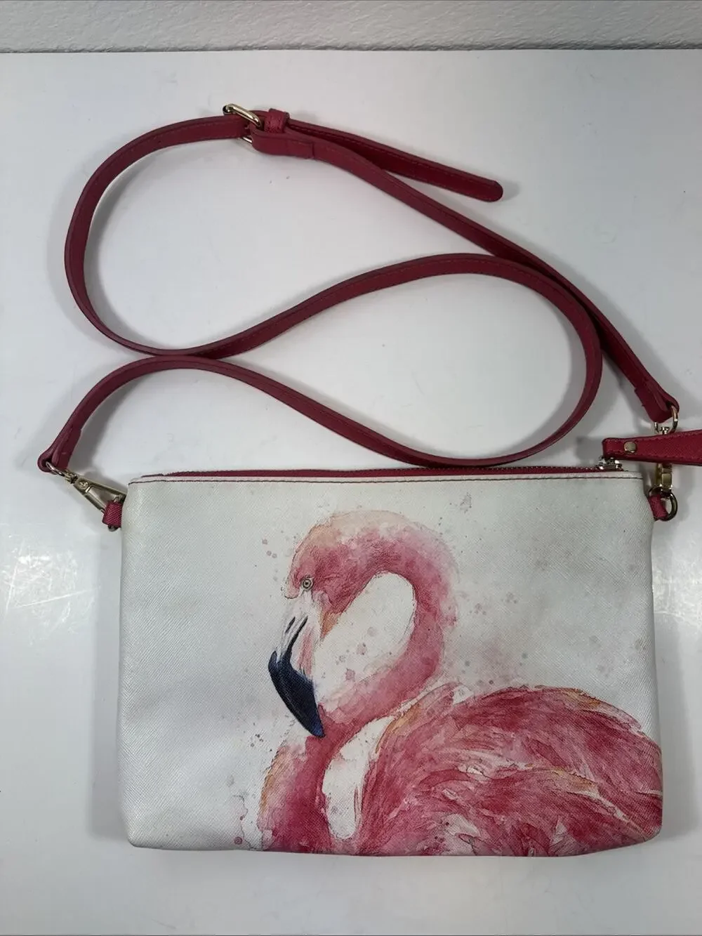 Flamingo Watercolor Print Handbag Crossbody